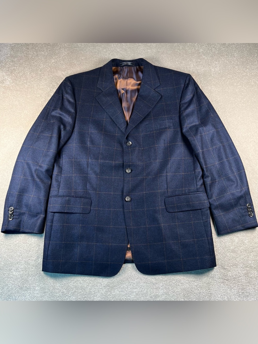 Saks Fifth Ave Loro Piana Blazer Blue Plaid Cashmere Silk Luxury Men's 46 Reg